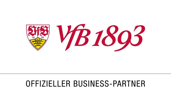 VfB Stuttgart 1893 Logo mit Schriftzug, offizieller Business-Partner Banner