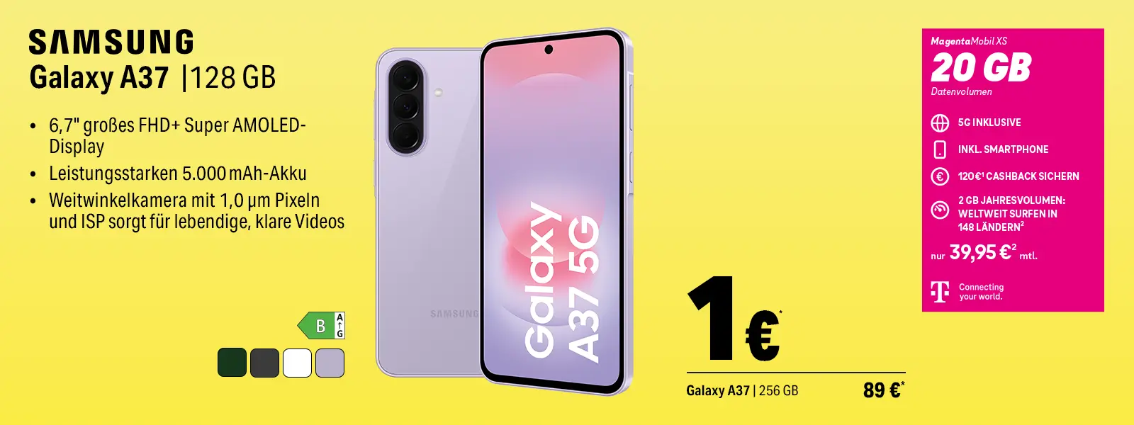 Samsung Galaxy A37 5G Smartphone 128 GB mit 6,7 Zoll AMOLED Display Angebot